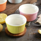 Ramekins 6oz Oven Safe,Creme Brulee Ramekin and Souffle Dishes,Porcelain Baking Bowls,Dipping Sauce Dish.Pudding Cups,Set of 6, White