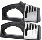 4-in-1Manual Knife Sharpener Suitable for kitchen knives, fruit knives, steel knives, scissors, and 3-level precision sharpening.Non slip base, suitable for home use (black) (2)