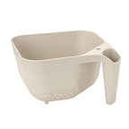 Tovolo Elements Square Colander with Handle Strainer Basket for Pasta Fruit Berries Veggies, Easy to Clean BPA Free Heat Resistant Plastic Colander with Spout 3 Quart Kitchen Strainer, Oatmeal