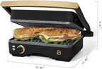 Panini Press Indoor Grill 1 2-in-1200W Non-Stick Removable Plates Sandwich Maker by Drew Barrymoree. (Black Seaseme)