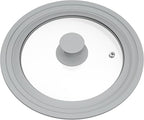 TOPULORS Universal Lid for Pots, Pans, and Skillets - Tempered Glass Lid with Silicone Rim Fits 8", 9", 9.5" Inner Diameter Cookware Frying Pan Cover Replacement Lid - Dishwasher Safe, Grey
