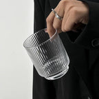 Set of 8 Ribbed Glass Cups with Crystal Base,4 Highball Glasses 18oz & 4 Rocks Drinking Glasses 9oz, Art Deco, for Water, Iced coffee, Cocktail, Juice, Whiskey, Wine, Gift