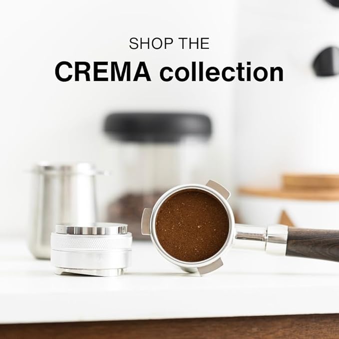 CREMA Coffee Products 58mm Bottomless Naked Portafilter | Compatible with 58mm Breville Machines | Includes Double Shot Filter Basket | Matte Black