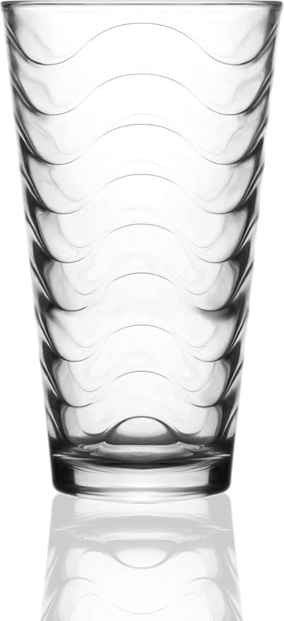 Circleware 12-Piece Set of Highball Tumbler Drinking Glasses and Whiskey Cups, Home & Kitchen Party Glassware for Water, Beer, Juice, Ice Tea, Bar Beverages, 6-15.75 oz & 6-12.5 oz, Pulse