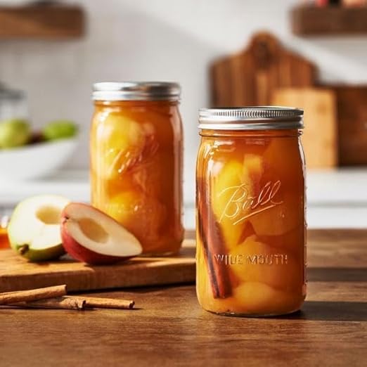 Ball Wide Mouth Glass Mason Jars with Lids and Bands, Used for Canning, Pickling, Juice, Jam, Jelly, Quart Size 32 Ounce (Pack of 24)