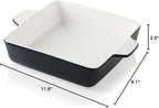 Sweejar Ceramic Baking Dish, 9 x 9 Cake Baking Pan for Brownie, Porcelain Square Bakeware with Double Handle for Casserole, Lasagna, Family Dinner (Navy)