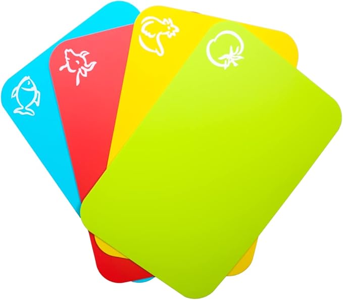 Small Flexible Plastic Cutting Board Mats, 2 Pack Cutting Boards Mats With Food Icons, Gripped Back and Dishwasher Safe, Set of 4,7.5x11.4inch (2)