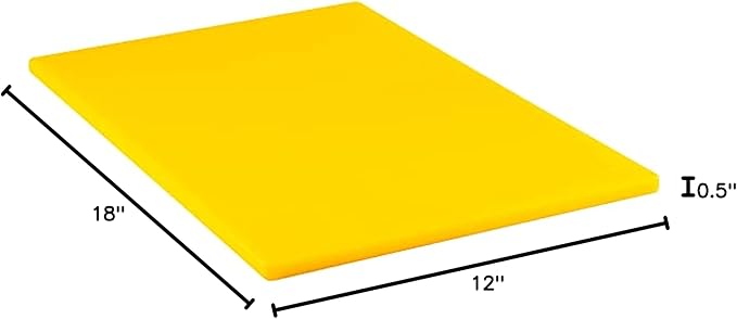TrueCraftware- 18" X 12" X 1/2” Cutting Board for Kitchen Yellow Color Plastic- Color Coded Durable Kitchen Cutting Board Chopping Board Non Slip Cutting Mat for Meat Vegetables Dishwasher Safe