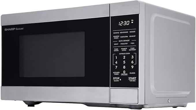 SHARP Compact Countertop Microwave Oven with Removable 10" Carousel Turntable, 700 Watt, 0.7 Cubic Feet, Stainless Steel