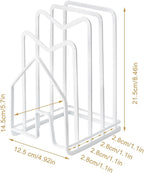 SUNFICON Cutting Board Rack Chopping Board Organizer Pot Pan Lids Holder Thin Bakeware Baking Tray Drying Display Stand Kitchen Countertop Cupboards Cabinet Office Sturdy Metal 4.92x5.7x8.47 in.White