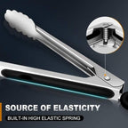 EDDEAS Grill Tongs - BBQ Tongs Heat Resistant 600 Degrees, Heavy Duty Metal, Perfect for Cooking, Grilling, Set of 4, 7",9",12" & 14 inch Black