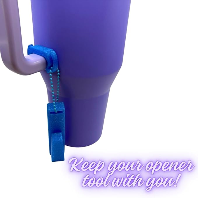 Hydro Style Tumbler Opening Tool, Plastic Lid Removal Tool with Chain and Handle Clip (Green Shimmer)