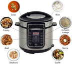 6 Quart Digital Pressure Cooker with 14 Preset Cooking Functions – Stainless Steel Electric Multi-Cooker with Slow Cook, Keep Warm, and Auto Shut-Off