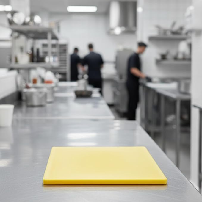 TrueCraftware- 18" X 12" X 1/2” Cutting Board for Kitchen Yellow Color Plastic- Color Coded Durable Kitchen Cutting Board Chopping Board Non Slip Cutting Mat for Meat Vegetables Dishwasher Safe