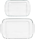 Pyrex Basics Clear Glass Oblong Baking Dish Set, 2-Piece Value Pack (3-Quart & 2-Quart) - Oven, Microwave and Dishwasher Safe, Perfect for Casseroles, Deserts, Food Preparations and so much More - Made in USA
