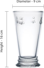La Rochere, Set of 6, Tall Drinking Glasses (6.3" Tall - High Ball), 15.6 Oz Each, Napoleonic Bee Pattern