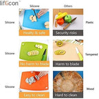 Liflicon Extra Large Thick Silicone Cutting Boards for Kitchen 14.6'' x 10.43'' Flexible Cutting Chopping Boards/Mats Non-slip Deep Drip Juice Groove, Dishwasher Safe-Blue