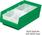 Akro-Mils 30130 Plastic Shelf Bins, Heavy Duty Storage Bins for Garage, Closet, and Drawer Organization, 12" x 6-1/2" x 4", Green, 12-Pack