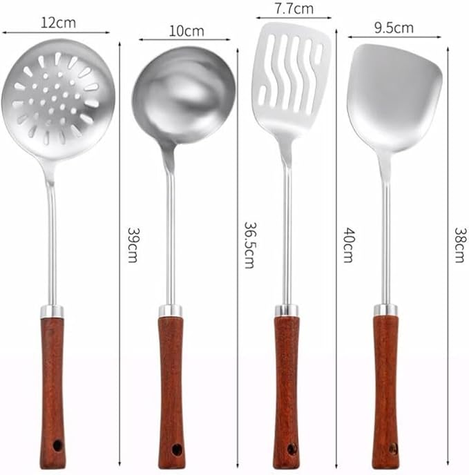 Kitchen Utensils Set，Cooking Utensils Spoons for Cooking Spatulas Stainless Steel Cooking Utensils 4 Pieces Sets Gadgets Kitchen Tools Spatulas Spoons