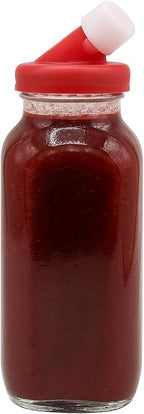 kitchentoolz Red 16oz Glass Salad Dressing Shaker – Dressing Container Glass Bottle with Silicone Non-Metal Lid for Homemade Sauces & Dressings