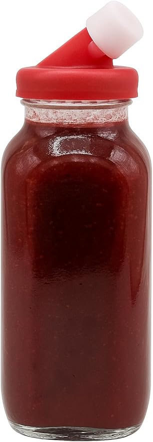 kitchentoolz Red 16oz Glass Salad Dressing Shaker – Dressing Container Glass Bottle with Silicone Non-Metal Lid for Homemade Sauces & Dressings