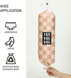 Plastic Bag Holder,Reusable And Washable Grocery Bag organizer,for Home Kitchen Travelling Camping Decor, use 1 Pack, Orange And White Checkerboard Pattern
