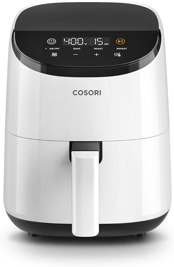 COSORI Small Air Fryer Oven 2.1 Qt, 4-in-1 Mini Airfryer, Bake, Roast, Reheat, Space-saving & Low-noise, Nonstick and Dishwasher Safe Basket, 30 In-App Recipes, Sticker with 6 Reference Guides, White