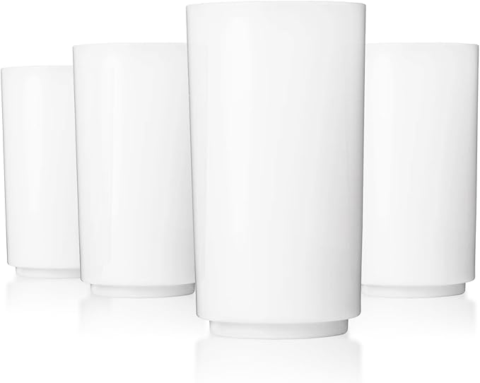 Drinique Unbreakable 14 Oz Drinking Glasses, Set of 4 - Tritan Plastic Shatterproof Tumbler Water Glasses, Drinking Cups, BPA-Free, Dishwasher Safe Alternative Glass Cups Set, 14 Ounces, White