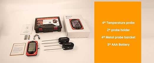 Bluetooth Meat Thermometer Smart Kitchen Thermometers with Timer Mode Temper Mode Digital Instant Read Food ThermometerA Grill Oven Thermometer with 4 Probes for Grill Candy Meat Oven Food Smoker
