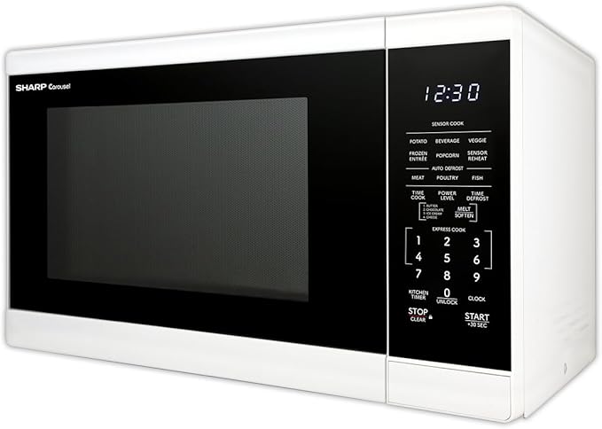 SHARP Countertop Microwave Oven with Removable 12.4" Carousel Turntable, 1100 Watt, 1.4 Cubic Feet, White