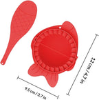 NUOBESTY Dumplings Maker Molds Set with Spoons 4pcs Red Dumpling Skin Wrappers Kitchen Gadget and Baking Tools Suitable for Home Cooking and Food Preparation