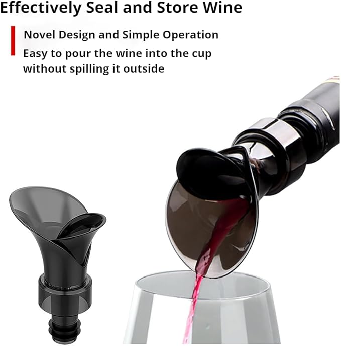 2-Pack Wine Aerator Pourer Spout With 2 Pack Wine Foil Cutter Tool, 2-in-1 Aerator Wine Pourer Wine Stopper, No Drip and No Spill Aerator for Wine Lovers, Gift Box Included - Black