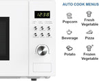 Emerson MW1101W Countertop Microwave Oven with Button Control, LED Display 1000W, 10 Power Levels, 6 Auto Menus, Glass Turntable and Child Safe Lock, 1.1 Cu. Ft., White