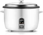 Commercial Rice Cooker, Large Capacity 30-Cup (UnCooked), 60-Cup (Cooked) with One Touch Operation and 12-Hour Keep Warm, Easy to Use and clean, 1600W, White