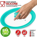 Modern Innovations Universal Lids (Set of 2) Fits 7 to 12-Inch Cookware, Silicone Replacement Pan Lid, Glass Top Covers for Skillets, Pots, Frying Pans, Cast Iron - Turquoise | Teal