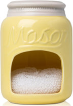 Comfify Ceramic Sponge Holder – Yellow Mason Jar Sink Caddy – Farmhouse Kitchen Accessory with Free Sponge