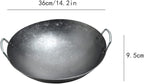 Wok Pfanne Traditioneller Handgehämmerter Wok Aus Refined Iron Mit Two Handles，1,8 MM Dick Wok (Rundboden) (Size : 36cm/14.1in)