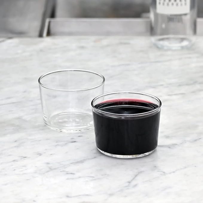 Bormioli Rocco Bodega Mini Tumblers, Set of 6-7.5 Oz Clear Tempered Glass Cups for Water, Wine, Juice & Cocktails - Stackable Small Drinking Glassware for Kitchen & Bar Use