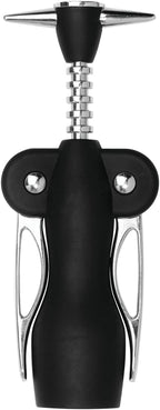 True Duke Winged Corkscrew Wine Opener, Multi-Purpose Bottle Opener for Beers and Soft Drinks, Stainless Steel and Non Slip Comfort Grip for Bartenders, Home Bar, Kitchen Essentials, Set of 1, Black