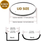 Glass Lids for Pots and Pans, 8, 11, 12, 12.6 Inch Pan Covers for Cookware, Tempered Glass Lid for Replacement, Dishwasher Safe & Microwave Oven Safe(8 Inch)