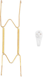 Plate Hangers for The Wall, Suitable for 9-11 inch Decorative Plate, Stainless Steel Wire Plate Holder with Wall Hooks and Rubber tip Protectors, Plate Hangers for Displaying Plates, Platter, Gold