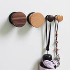 2 PCS Retro Magnetic Hooks, Wrought Iron Wooden Ball Hooks, Creative Punch-Free Storage for Refrigerators, Metal Doors, and Lockers (Beech Wood,L)
