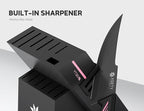 Knife Set - 15 PCS Kitchen Knife Set with Built-in Knife Sharpener Block - Stainless Steel Knife Block Set - Dishwasher Safe, Elegant Box for Her Women Wife, Valentines Day, Pink