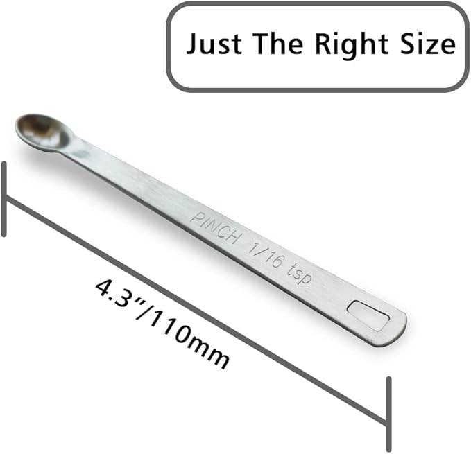 3PCS 1/16 Teaspoon(1/16tsp, 0.31ml, Pinch) Single Tiny Measuring Spoon, Small Individual Stainless Steel Measure Spoons Only