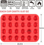 CAKETIME Silicone Muffin Pan Mini 24 Cups Cupcake Pan, Nonstick Food Grade Silicone Mold Baking Pan 1 Pack