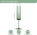 24 Pack Acrylic Dark Green Wine Glasses Green champagne glasses Champagne Flutes Sparkling Wine Glasses Wine Goblets Wedding Glassware Set Drinkware Glasses for Wedding Bar Celebration Baby Shower
