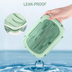 NatraProw Bento Box for Adult, 1200 ML Lunch Containers for Adults, LeakProof Lunch Box with Utensils, BPA Free, 3 Compartment Bento Box Microwave Safe, Green