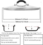 12 Inch Tempered Glass Lid for Lodge 12" Cast Iron Skillets & 7QT Dutch Ovens -Stainless Steel Handle and Rim (12 INCH LID)