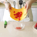 Liflicon Thick Silicone Cutting Boards for Kitchen Silicone Chopping Boards/Mats Set of 2 Extra Large14.6''x10.43'', Mini 9.1”x7.1” Non-slip Deep Drip Juice Groove, Dishwasher Safe-Yellow