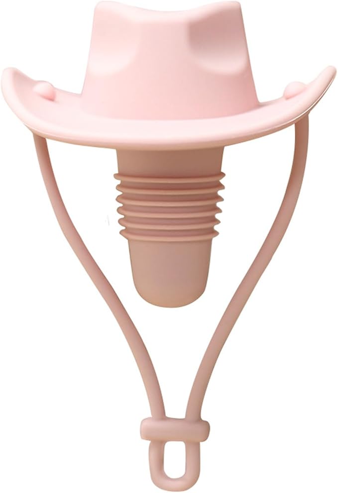 Silicone Wine Stopper, Funny Hat Shaped Wine Stoppers Decorative Wine Sealer Bottle Caps, Cute Kitchen Gadgets Wine Accessories Tools Gifts (Pink)